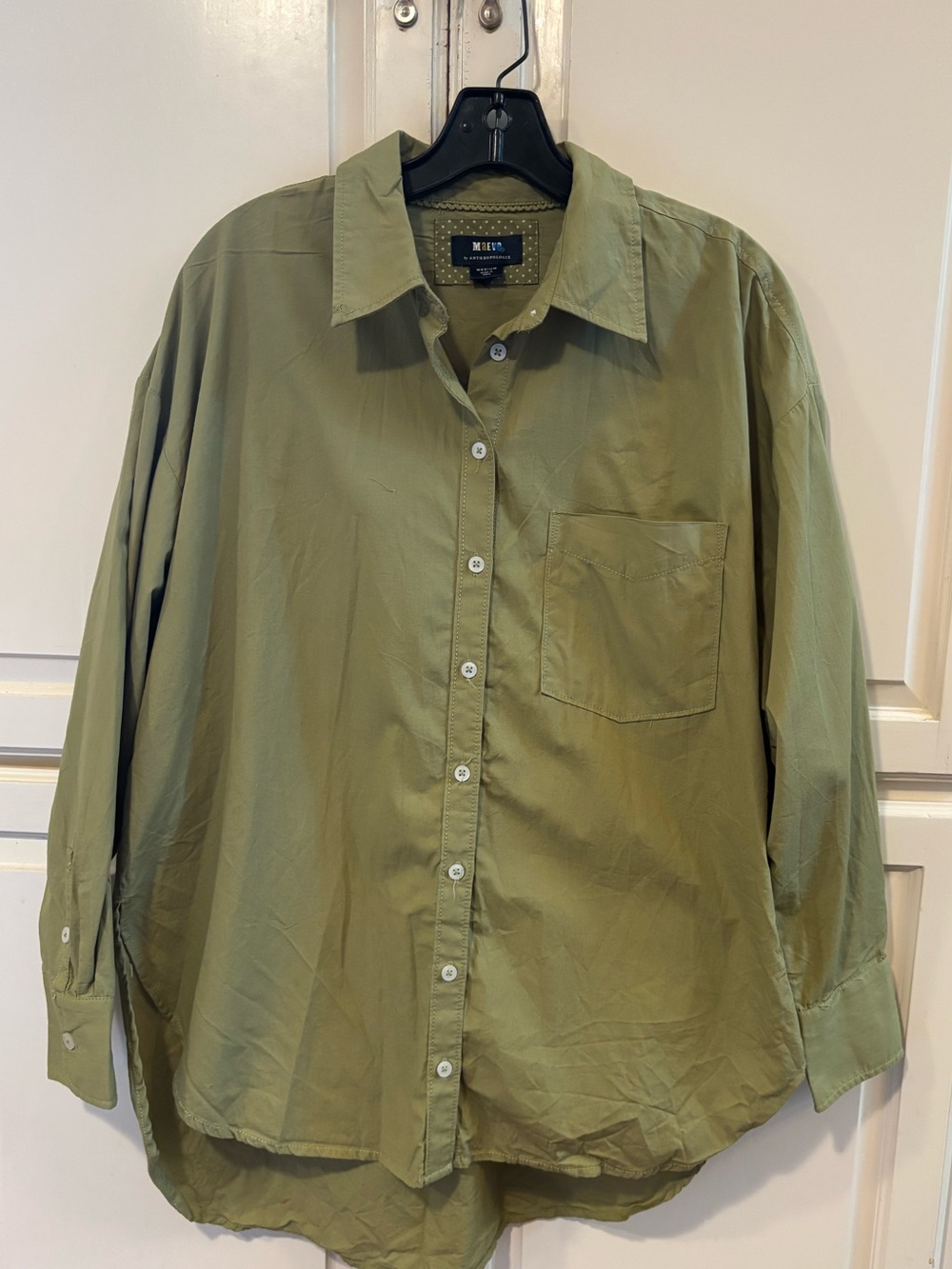 Maeve chartreuse button up shirt. Medium